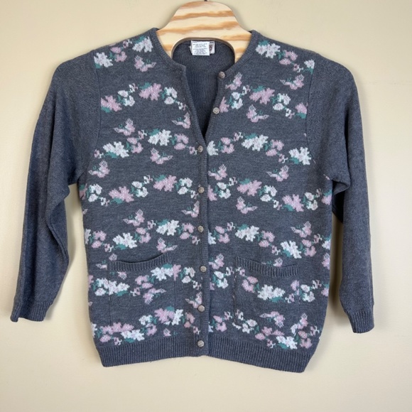 Vintage Women’s Knit Cardigan Floral Embroidered size large - Picture 2 of 6